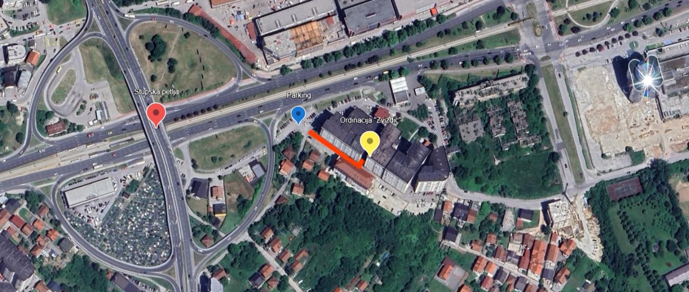 Lokacija Ordinacije Zvizdić - dr. Silve Rizvanbegovic 20b, Sarajevo